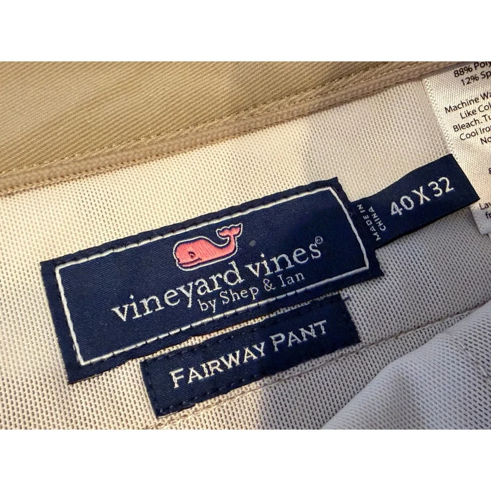 Vineyard Vines Fairway Pants 40x32 Khaki Performance Stretch Mens Chino 40 x 32